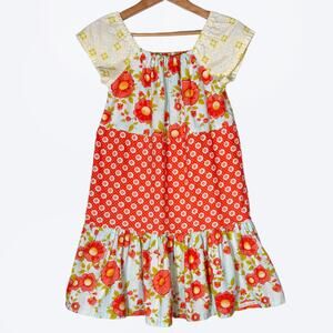 Girls Floral Print Tiered Bright Prairie Dress Sz 10 Poppy Print Curious Georgia